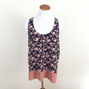 Joie Silk Floral Sleeveless Tank Blouse Top Blue Women’s Sz‎ Large